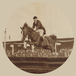 874481 Afbeelding van ruiter Pasman uit Scheveningen, met zijn paard in actie tijdens het concours hippique op het ...